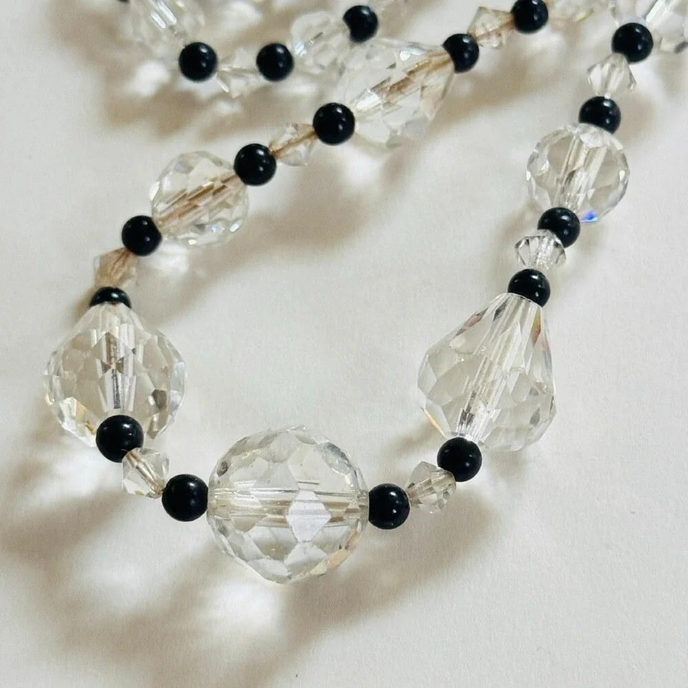 VTG Austrian Crystal Graduated Necklace Statement Art Deco Flapper beaded 32